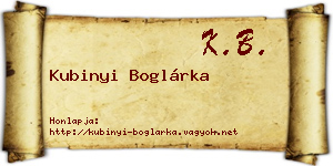 Kubinyi Boglárka névjegykártya